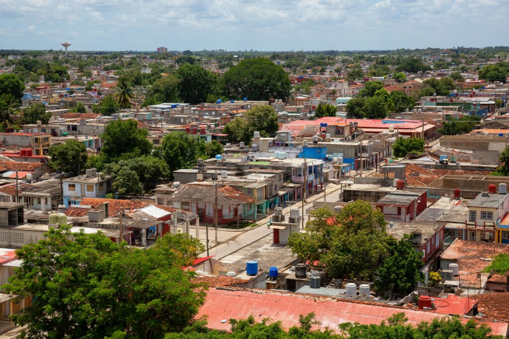 Aerial view of a small Cuban Town, Ciego de Avila