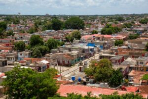 Aerial view of a small Cuban Town, Ciego de Avila