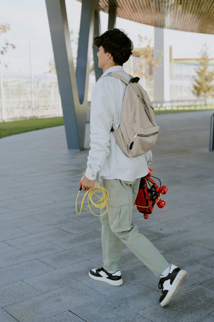 Walking Teen Boy with Robots